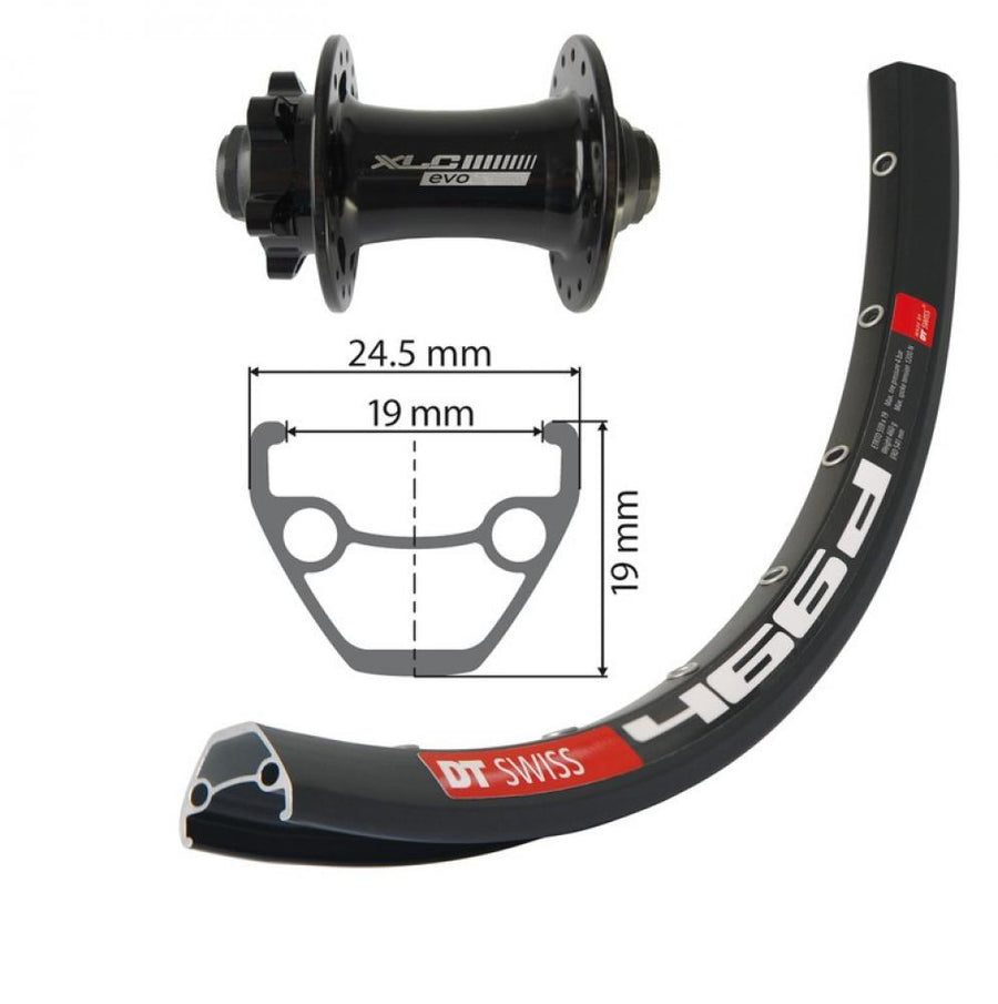DT SWISS Xlc Laufrad Vorderrad 29 Zoll 6Loch Schwarz Steckachse 15Mm 32-Loch D466 Disc Schwarz Nirosta-Speichen Schwarz Xlc