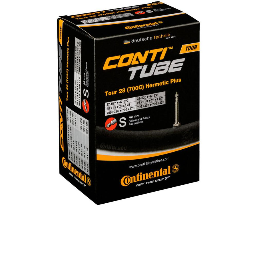 Continental Tour 28 Hermetic Plus Fahrradschlauch, ETRTO 32/47-622/635, Sclaverand 42mm, pannensicher, luftdicht.