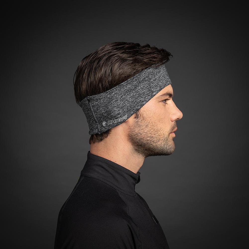 CHIBA Stirnband Pro Man - S/M, hellgrau, Thermostretch, reflektierend