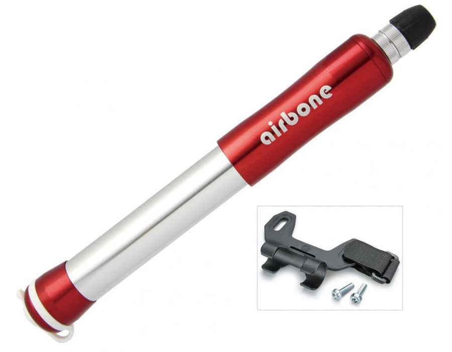 Airbone Minipumpe ZT-509 rot - kompakte Fahrradpumpe 210 mm für AV/DV/SV Ventile inkl. Halter - aus Aluminium, hoher Druck bis 8 bar