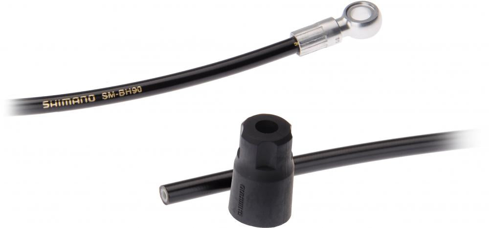 SHIMANO SM-BH90 hydraulische Fahrrad-Bremsleitung, schwarz, mit Banjo-Anschluss und losem Fitting für Scheibenbremsen.