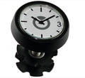 Schwarze by.schulz Ahead Clock Steuerrohrkappe aus Aluminium mit integrierter analoger Uhr für das Fahrrad-Steuerrohr.