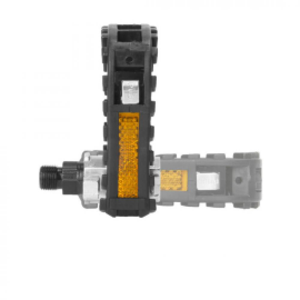 M-Wave F1 Faltpedal schwarz - Aluminium/Kunststoff mit CrMo-Achse, 9/16" Gewinde, Reflektor, rutschfest, StVZO-zertifiziert 1 Paar