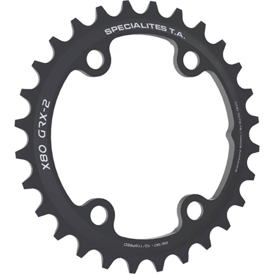 Specialites TA X80 GRX-2 Kettenblatt, 32 Zähne, 80 mm Lochkreis, 4-Arm, 10/11-fach, schwarz, kompatibel mit Shimano GRX FC-RX810-2/FC-RX600-11/FC-RX600-10 Kurbeln