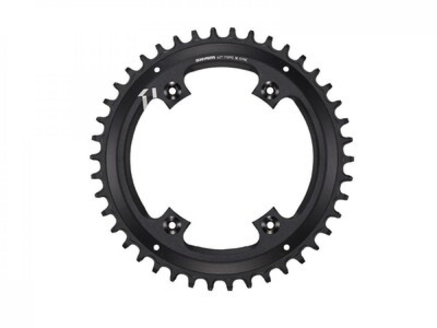 Schwarzes SRAM X-Sync Road asymmetrisches 42T Kettenblatt für präzise Apex 1 Schaltperformance.