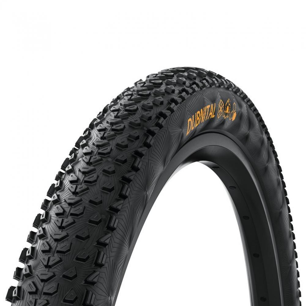 Continental Dubnital Trail Rapid Faltreifen 29x2,20" schwarz mit griffigem Profil und orangefarbenem Schriftzug.