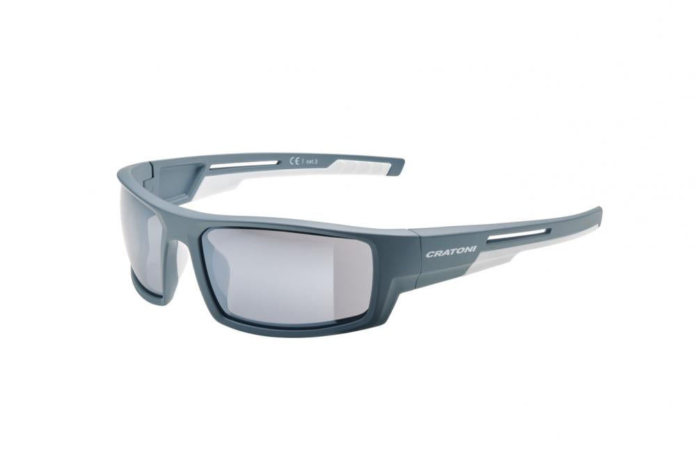 Cratoni Sportbrille Raw grey-blue matt - smoke w/ silver mirror Größe UNI