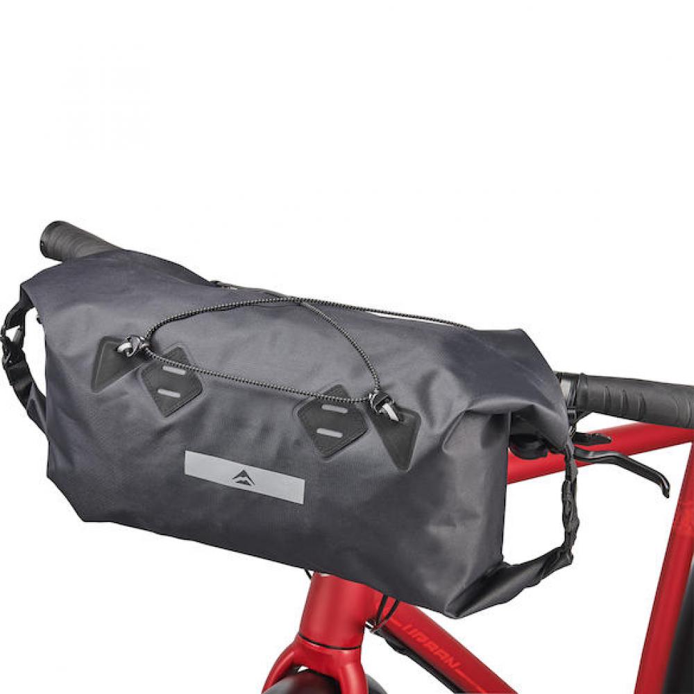 Merida Lenkertasche Travel Bag 9,8 L Schwarz - Wasserdichte Fahrradtasche mit Rolltop-Verschluss