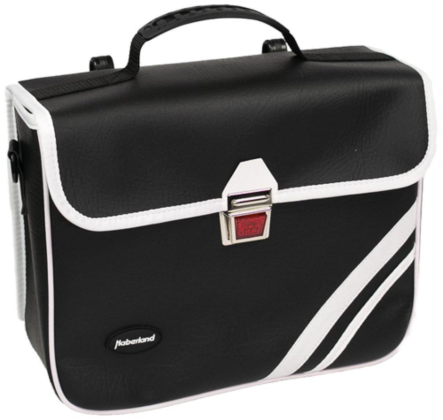 Haberland Einzeltasche Kunstleder 10l Retro schwarz/weiß - stilvolle Fahrradtasche mit Schultergurt