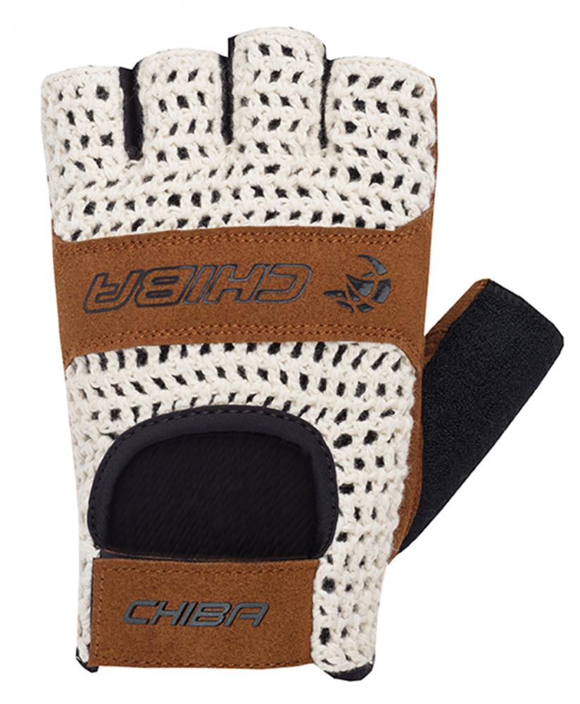 CHIBA Retro - Radhandschuhe kurzfinger, S, beige/braun