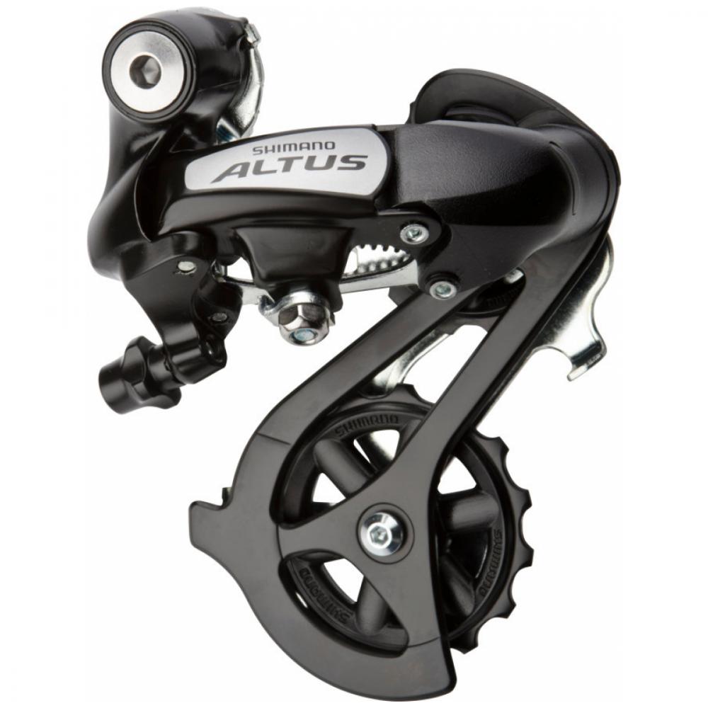 Shimano Altus RD-M310 DL Schaltwerk 7/8-fach mit Wide-Link-Design und Mega-Pulley-Schaltrollen für präzise Schaltvorgänge.
