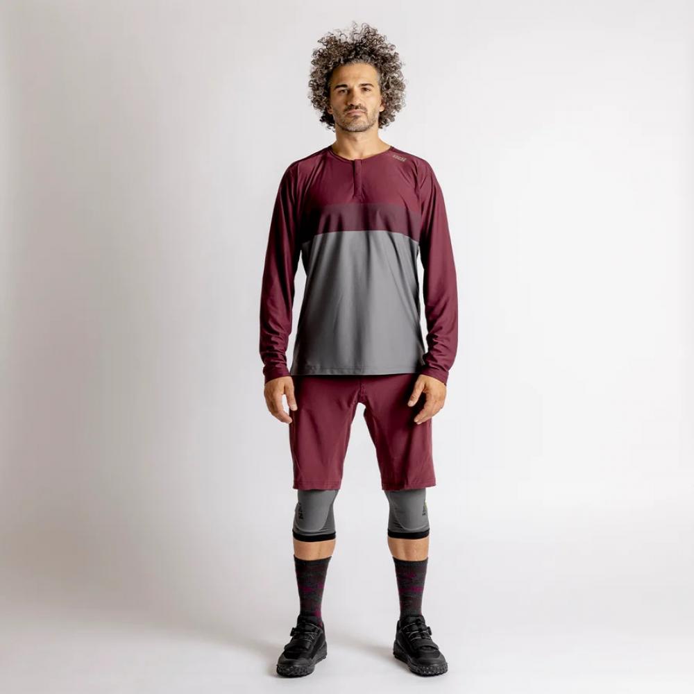 IXS Sports Division iXS Flow XTG Long Sleeve Henley XL Graphite/Raisin - atmungsaktives Bike-Langarmshirt
