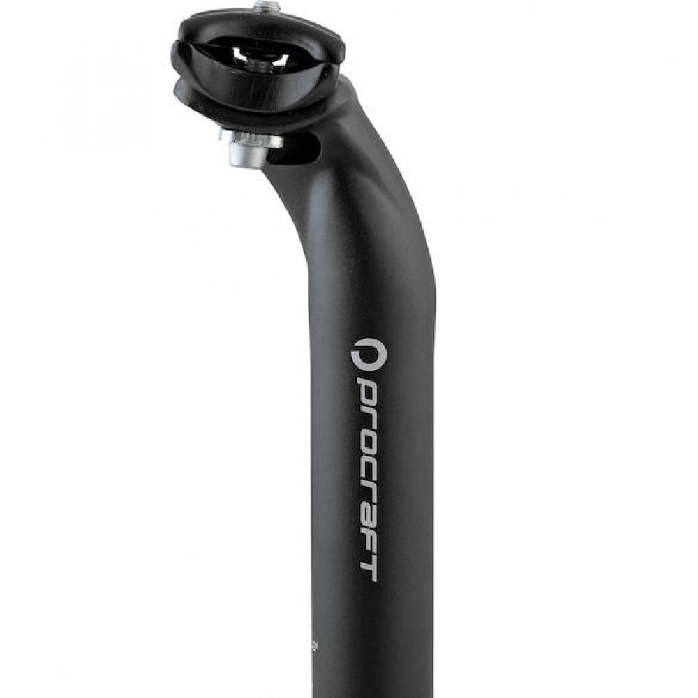 Procraft Sattelstütze Classic 2-Bolt Ø 30,0 x 400 mm Schwarz - gekröpfte Patentsattelstütze aus 7075 Aluminium