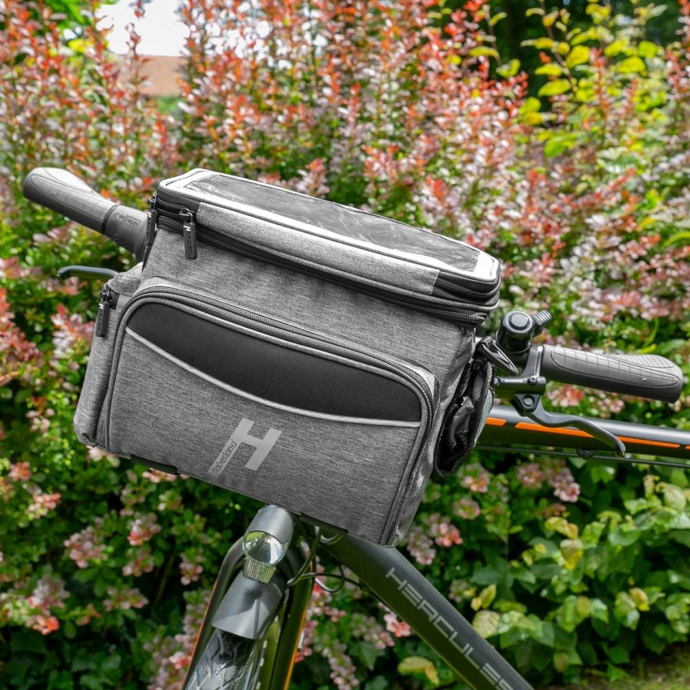 Haberland Lenkertasche Max Plus 10l grau - clevere Organisation am Fahrradlenker