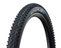 Faltbarer Schwalbe Racing Ray TLE E-25 Fahrradreifen 29x2.10" schwarz mit markantem Profil und blauen Akzenten.
