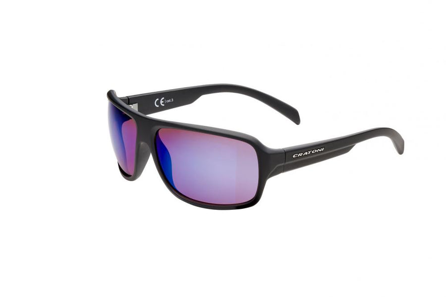 Cratoni Sportbrille C-Ice COLOR+ driving black matt - grey-pink w/ blue mirror Größe UNI