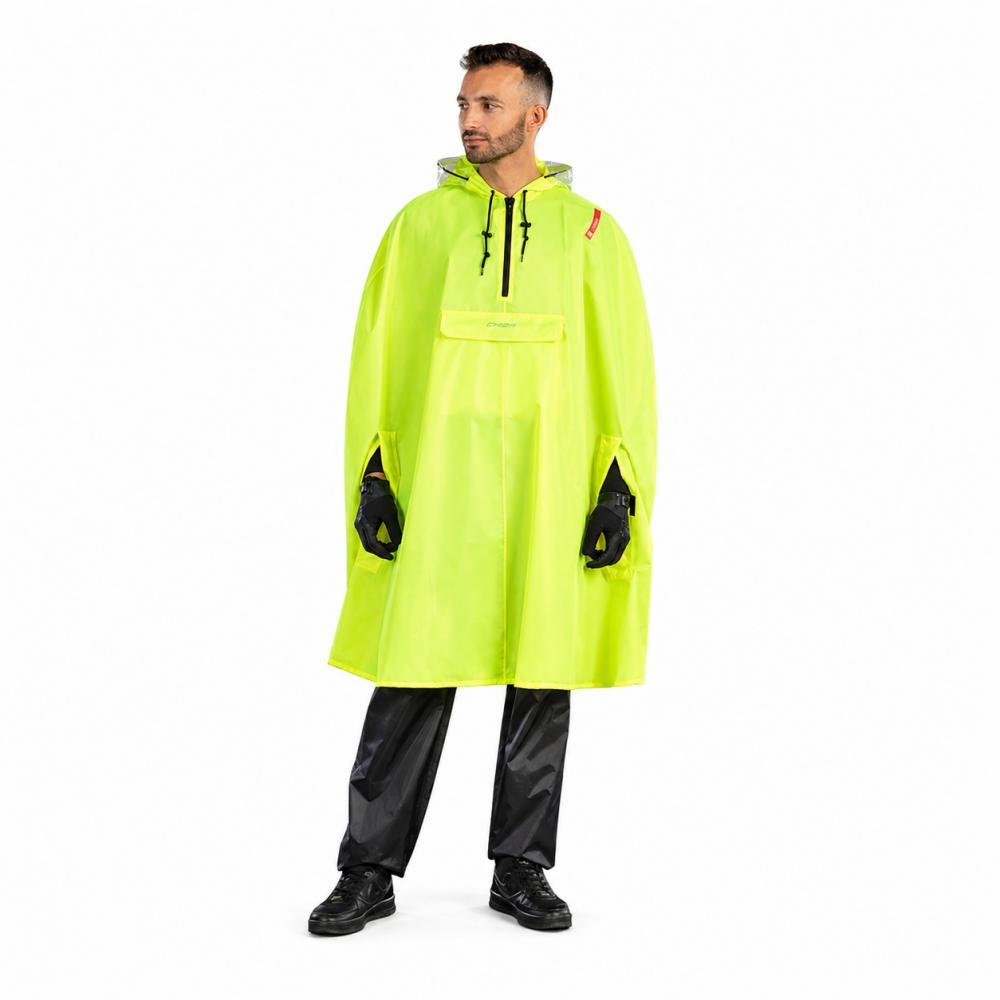CHIBA Regenponcho - wasserdicht, winddicht, neongelb, Größe M/L