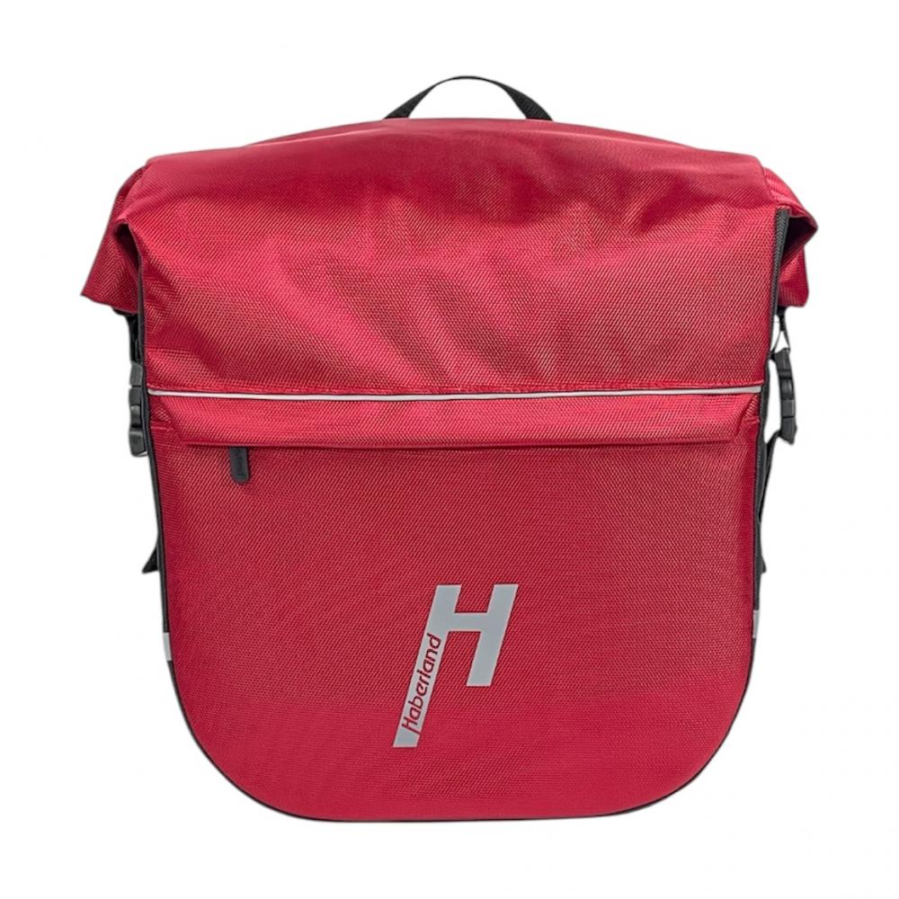 Haberland Einzeltasche eMotion rot/schwarz - robuste Gepäckträgertasche mit Rollverschluss