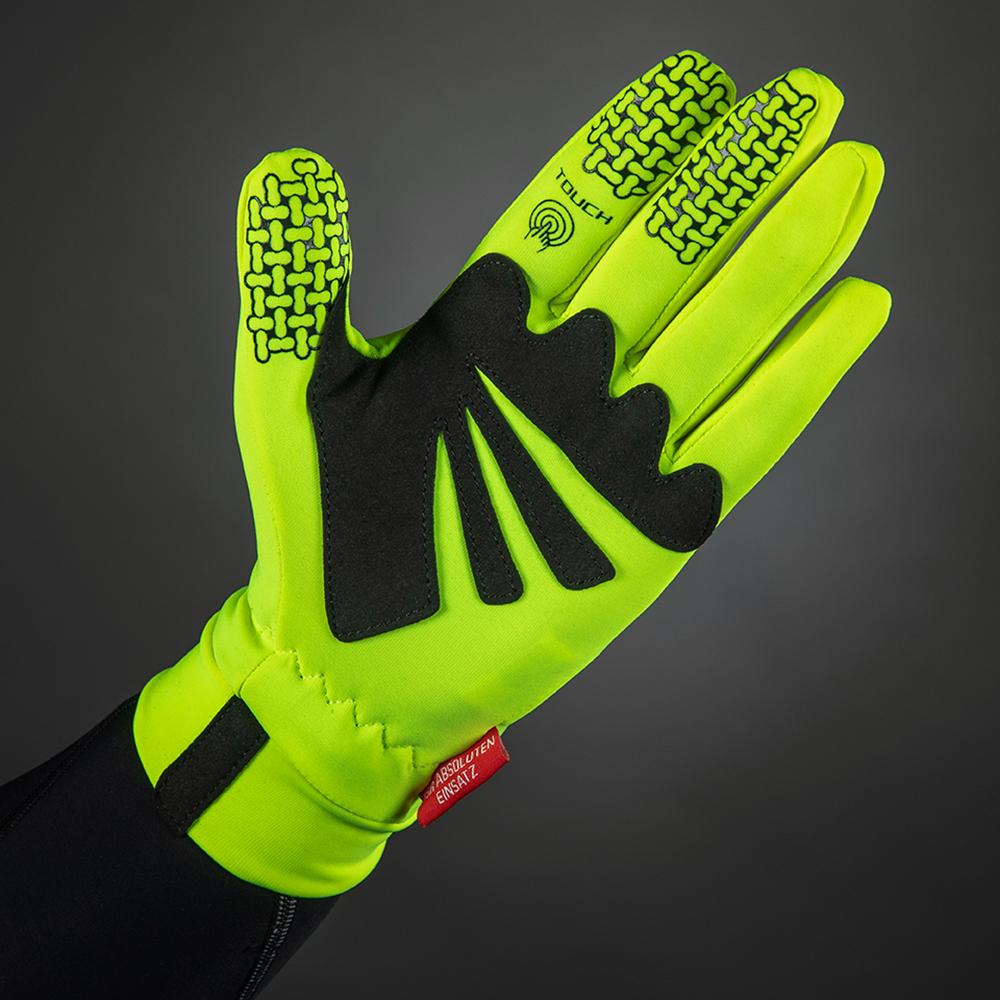 CHIBA Thermofleece - Radhandschuhe neongelb, atmungsaktiv, Touchfinger, Größe M