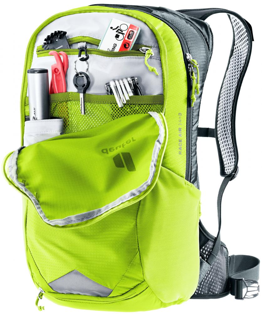 Deuter Race Air 14+3 Fahrradrucksack Citrus-Graphite - extrem leichter Bike-Rucksack mit Aircomfort