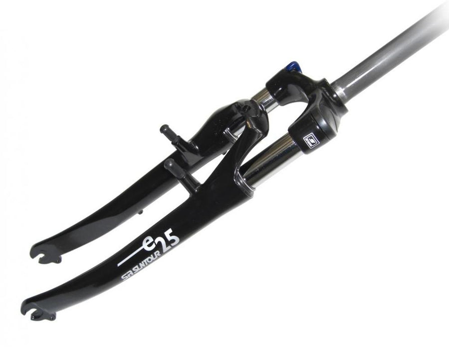 SR Suntour E25 Federgabel schwarz, 28 Zoll / 700C, mit V-Brake Aufnahme und Lockout-Funktion.