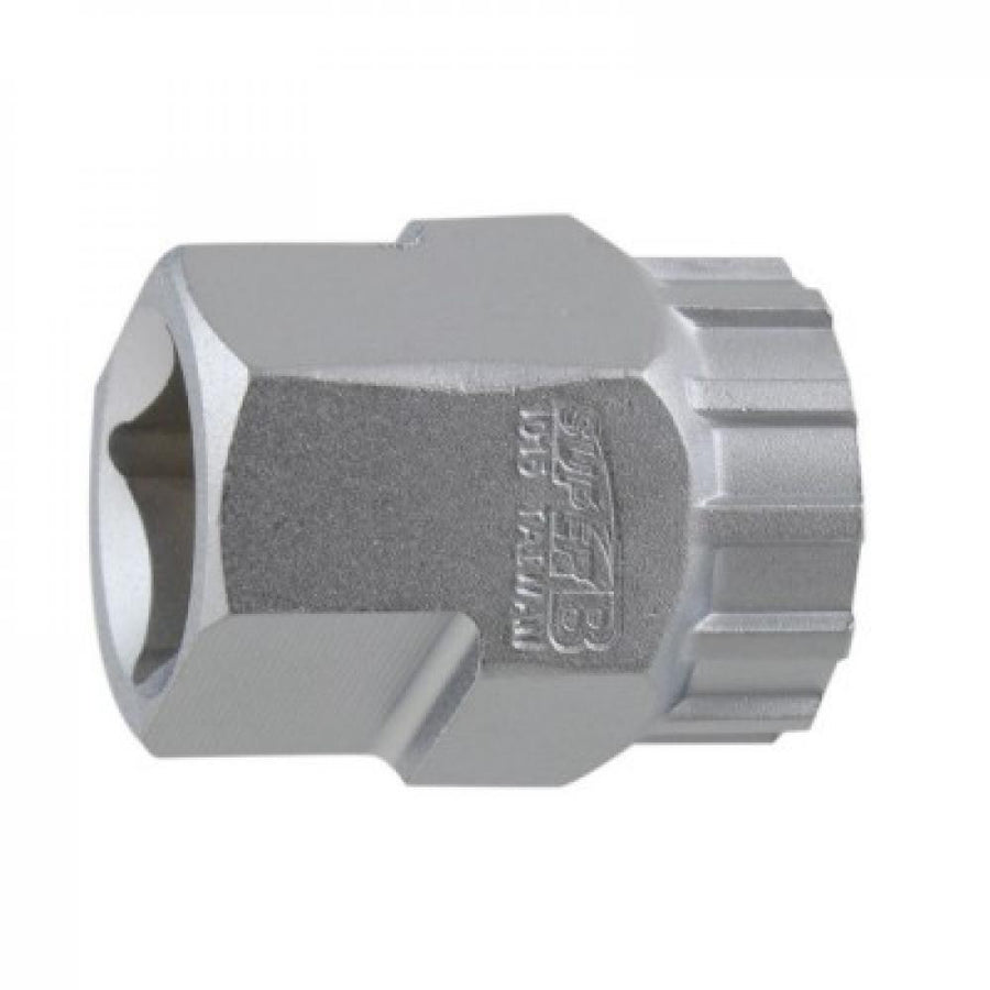 SuperB TB-1015 Kassettenzahnkranzabzieher aus silbernem CrMo-Stahl für Shimano und SRAM Kassetten.