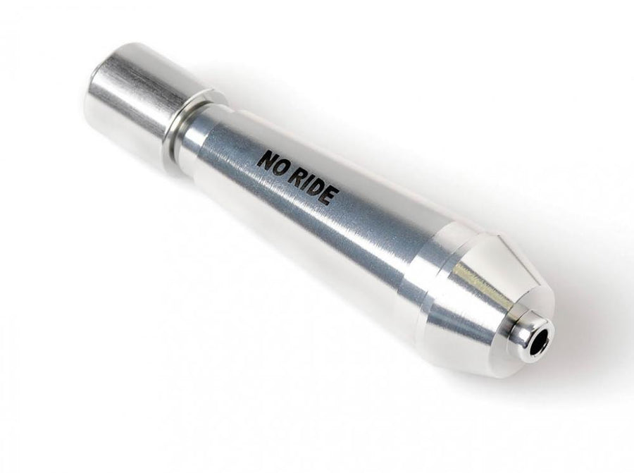 DT Swiss Zentrieradapter für Cannondale Lefty Vorderrad, silber, mit 'NO RIDE' Schrift.