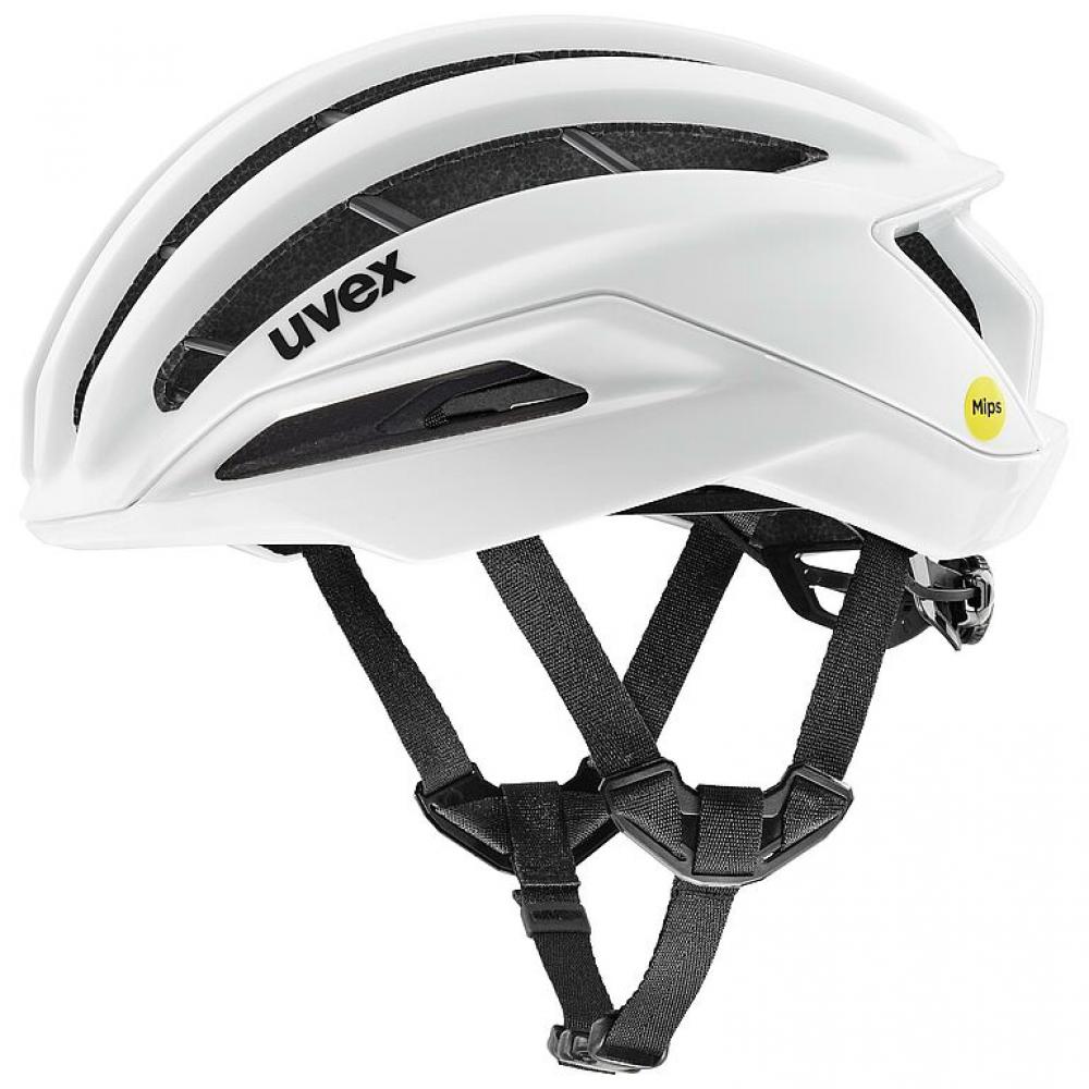 uvex surge aero MIPS Rennradhelm, white matt, 53-56cm, mit abnehmbarem Aero-Cover, MIPS Air Node System, Top-Belüftung, Brillengarage, reflektierend, pro-ready