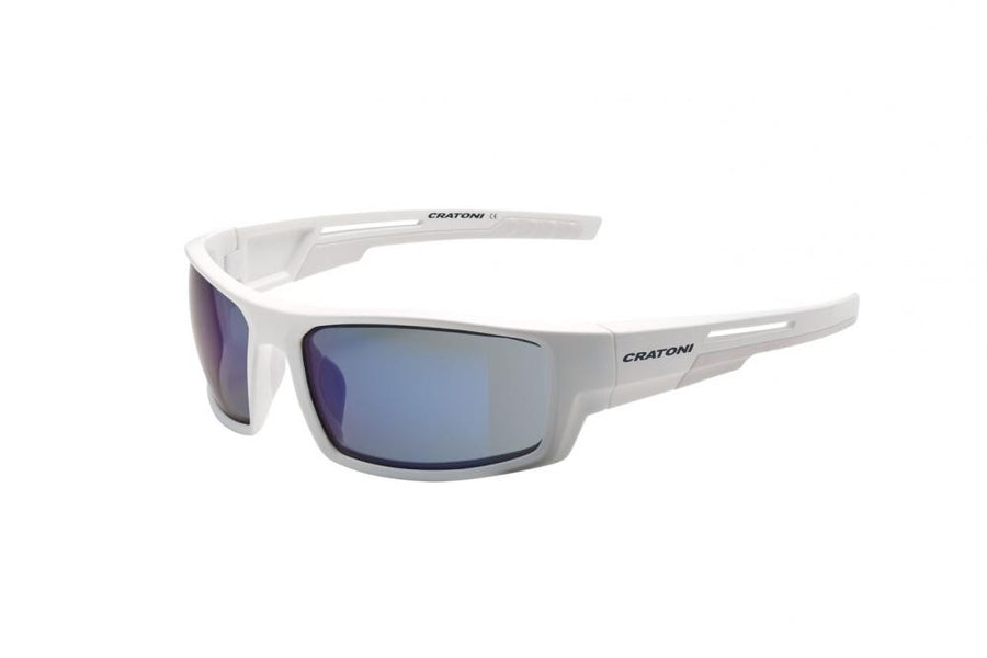 Cratoni Sportbrille Raw white matt - smoke w/ silver mirror Größe UNI
