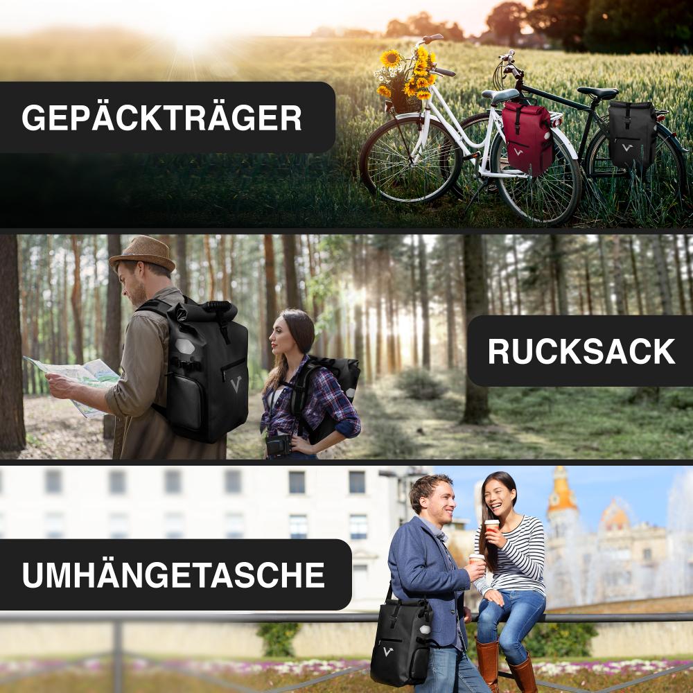 Valkental Rucksack ValkPro 3in1 Fahrradtasche schwarz