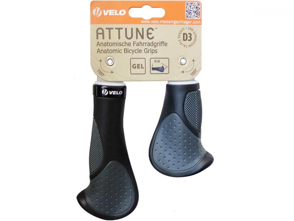 Velo ERGOGEL D3 BAR Schraub-Griffpaar 140/92 mm Schwarz-Grau - ergonomisch & 3-Komponenten-Gel mit Bar-Ends