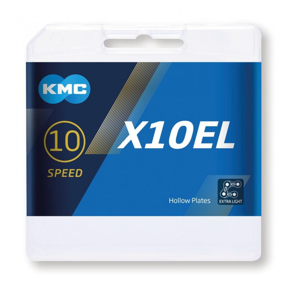 KMC X10EL 10-fach Fahrradkette, 114 Glieder, silber, vernickelt, 262g, kompatibel mit Shimano, SRAM, Campagnolo, inkl. MissingLink