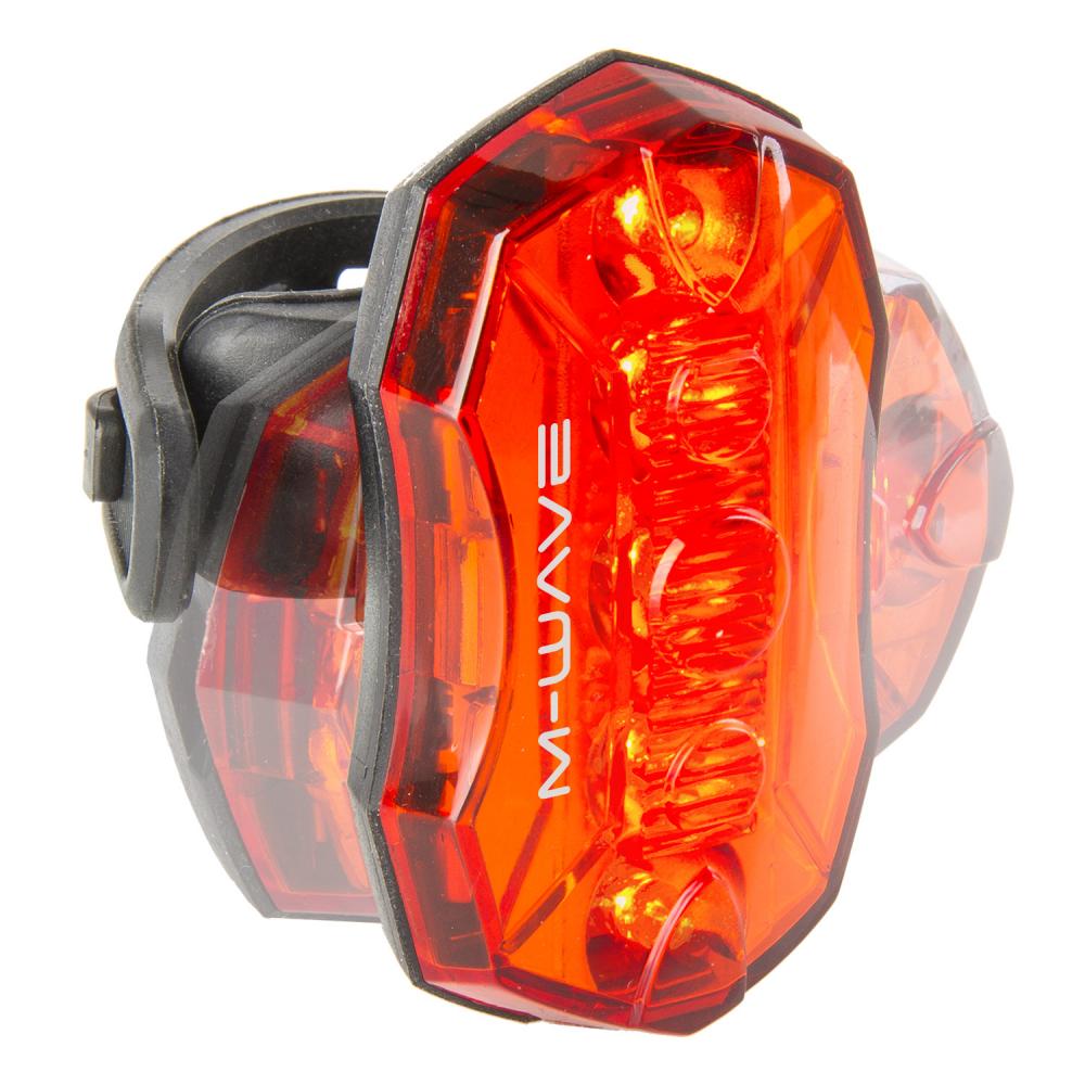 M-WAVE Helios 5.3 Batterie-Blinklicht mit 5 roten LEDs und 3 Leuchtmodi