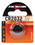 Ansmann CR2032 Lithium Knopfzelle Batterie 3V für Uhren, Autoschlüssel, Kameras und Rechner in Blisterverpackung.