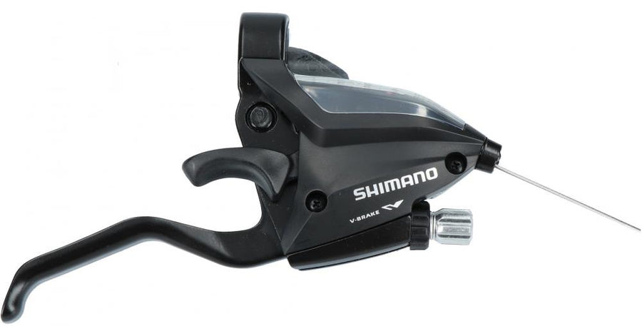 Shimano Schalt-Bremshebel ST-EF500 7-fach rechts 2-Finger für mechanische Scheiben- und Felgenbremsen in Schwarz.