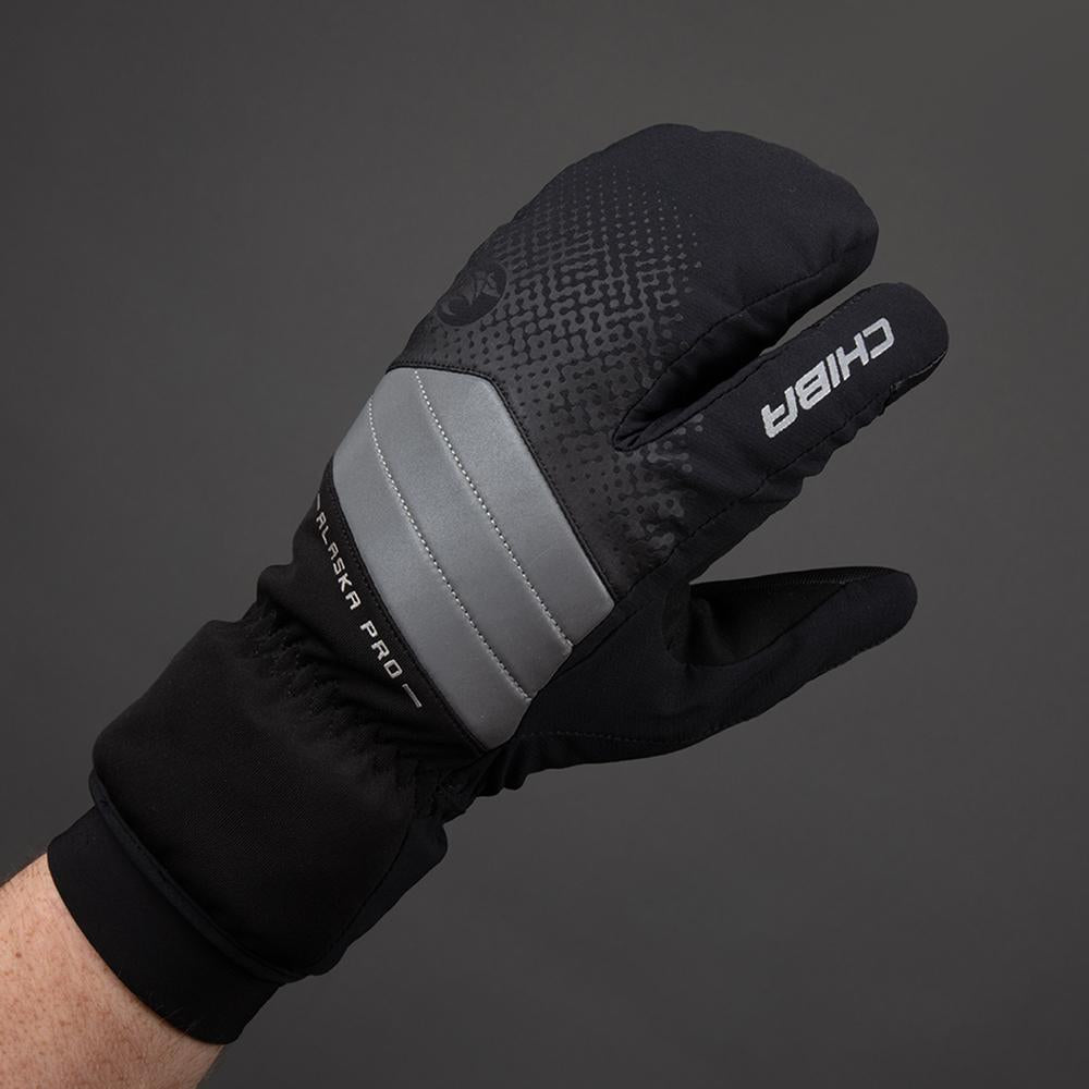 CHIBA Alaska Pro - wasserdichte Lobster Winter-Radhandschuhe, schwarz, Größe S