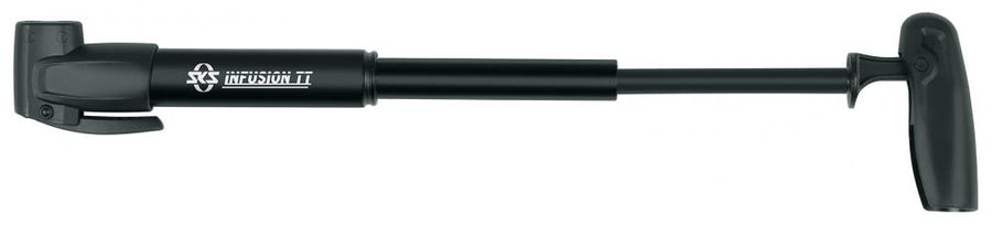 SKS Minipumpe INFUSION TT AV/SV/DV schwarz, 6 bar, Teleskopfunktion, klappbarer T-Griff, MultiValve-Anschluss für alle Ventile, kompakt und leistungsstark, 225 mm Länge