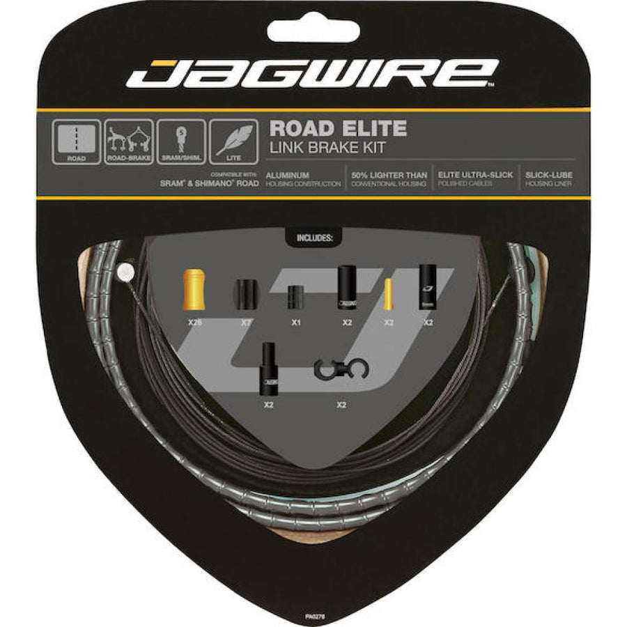 Jagwire Bremszugset Road Elite Link Standardlänge Grau - leichtes, direktes Bremsgefühl