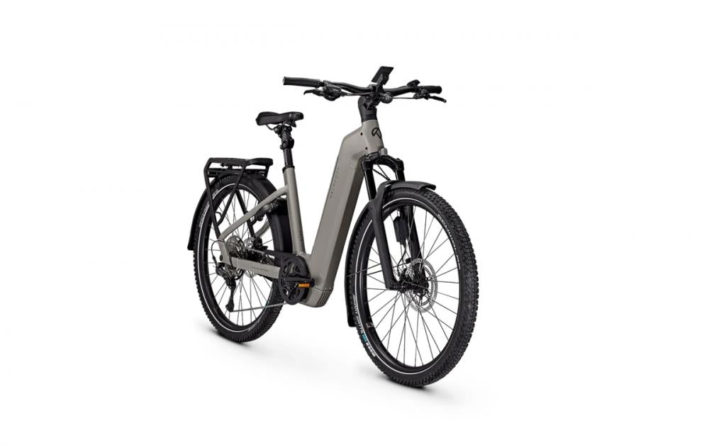 Kalkhoff ENTICE 5+ EXCITE ABS Allroad-E-Bike in moonstonegrey matt mit Bosch CX Motor und 29 Zoll Rädern.