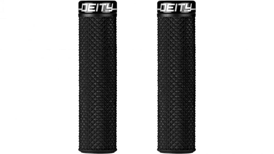 Deity Supracush Fahrradgriffe schwarz, 34mm, 133mm, TRC+ Gummimischung, Diamantmuster, Einzelklemme.