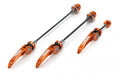 XLC Schnellspannset QR-L05, 3-teilig, orange, für Vorder- und Hinterrad sowie Sattelstütze, Material: Stahl und Aluminium