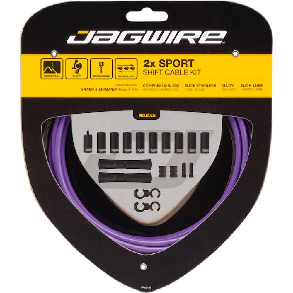 Jagwire Schaltzugset Road & Mountain Sport Universal Lila - präzise Schaltperformance