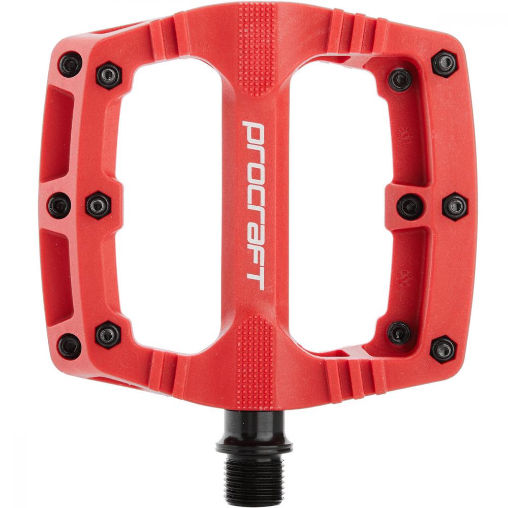 Procraft Pedale Small Grip Essential Kunststoff 102 x 100 mm Rot - kompakte Flatpedals mit Top-Grip