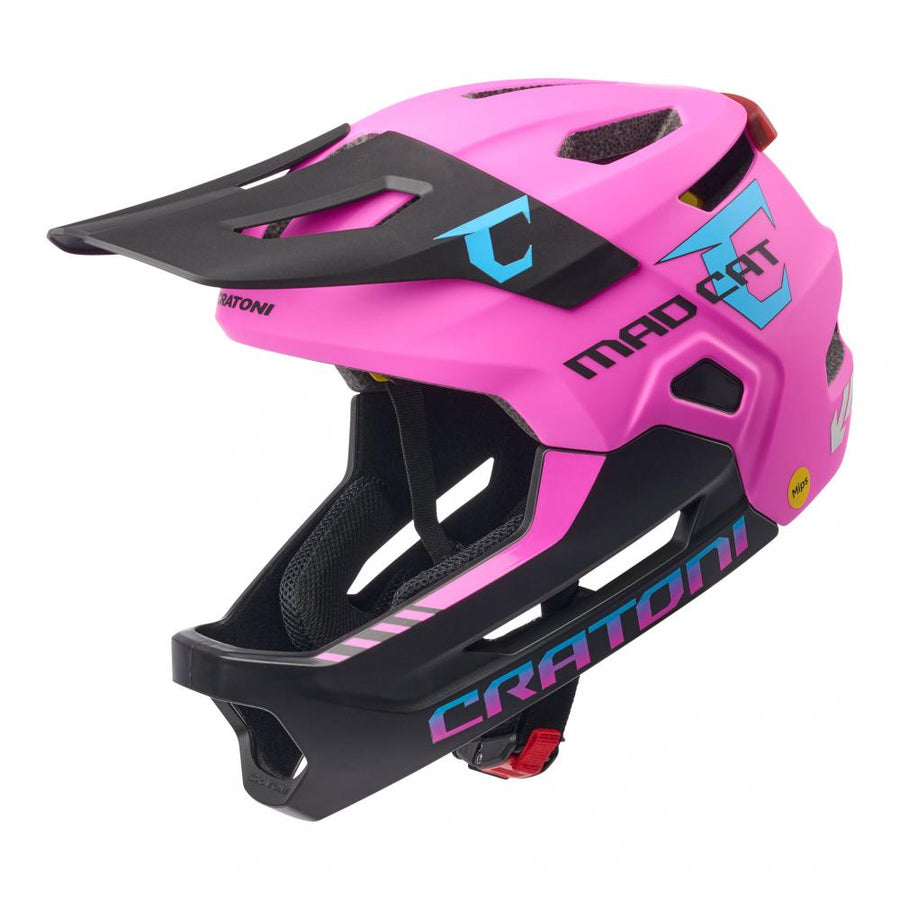Cratoni MadCat MIPS Kinder-Fullface-Helm - pink-schwarz matt
