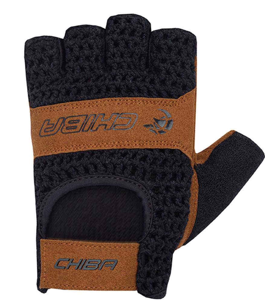 CHIBA Retro - Radhandschuhe kurzfinger schwarz/braun, S