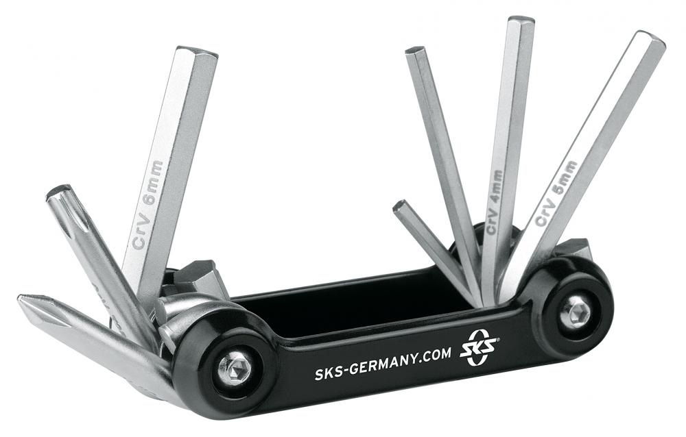 SKS TOM 7 Mini-Tool - Kompaktes Multitool mit 7 Funktionen für unterwegs, ideal für schnelle Reparaturen am Fahrrad, mit Innensechskantschlüsseln, Schlitzschraubendreher und mehr