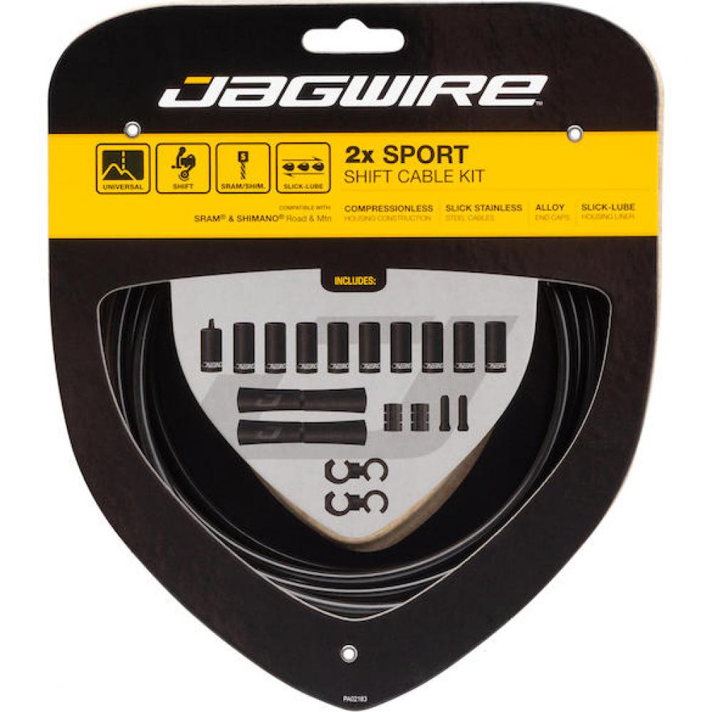 Jagwire Schaltzugset Road & Mountain Sport 2x Schwarz - präzise Schaltperformance