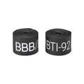 Zwei schwarze BBB Cycling Felgenbänder HP 28x25mm 25-622, Hochdruck, aufgerollt.
