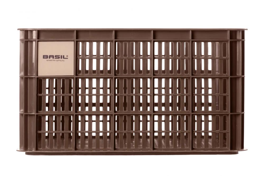 Basil Crate L Fahrradkiste braun 40L aus recyceltem Kunststoff für Damen- & Herrenfahrräder, nachhaltig.