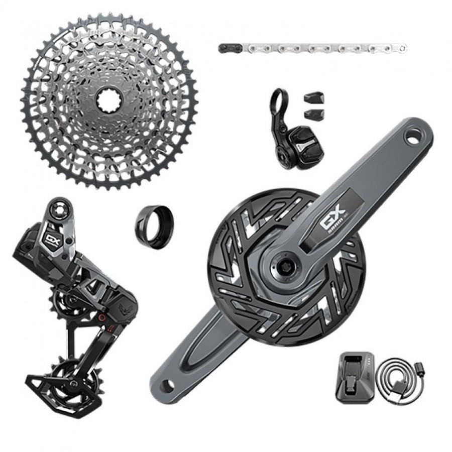 SRAM GX AXS Eagle Transmission E-MTB Schalt- und Antriebslösung: Schaltwerk, Kassette, Kette, Kurbel, Shifter.